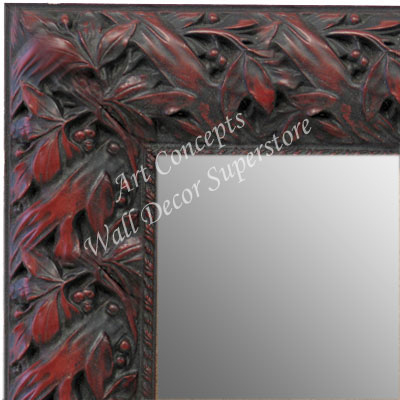 MR1624-3  Black with Red / Design | Custom Wall Mirror