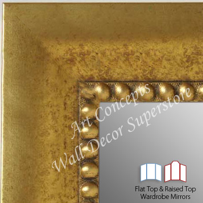 WM5203-3 Gold With Bead- 3 Panel Raised Top Winged Mirror  -  WMP8