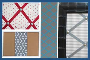 Custom French Bulletin Boards - Memory Boards with ribbon - 4 options - frameless, framed, combination - your fabric or ours
