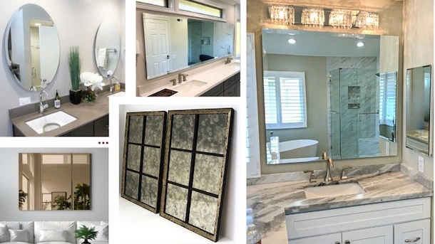 Close-up of a custom frameless mirror