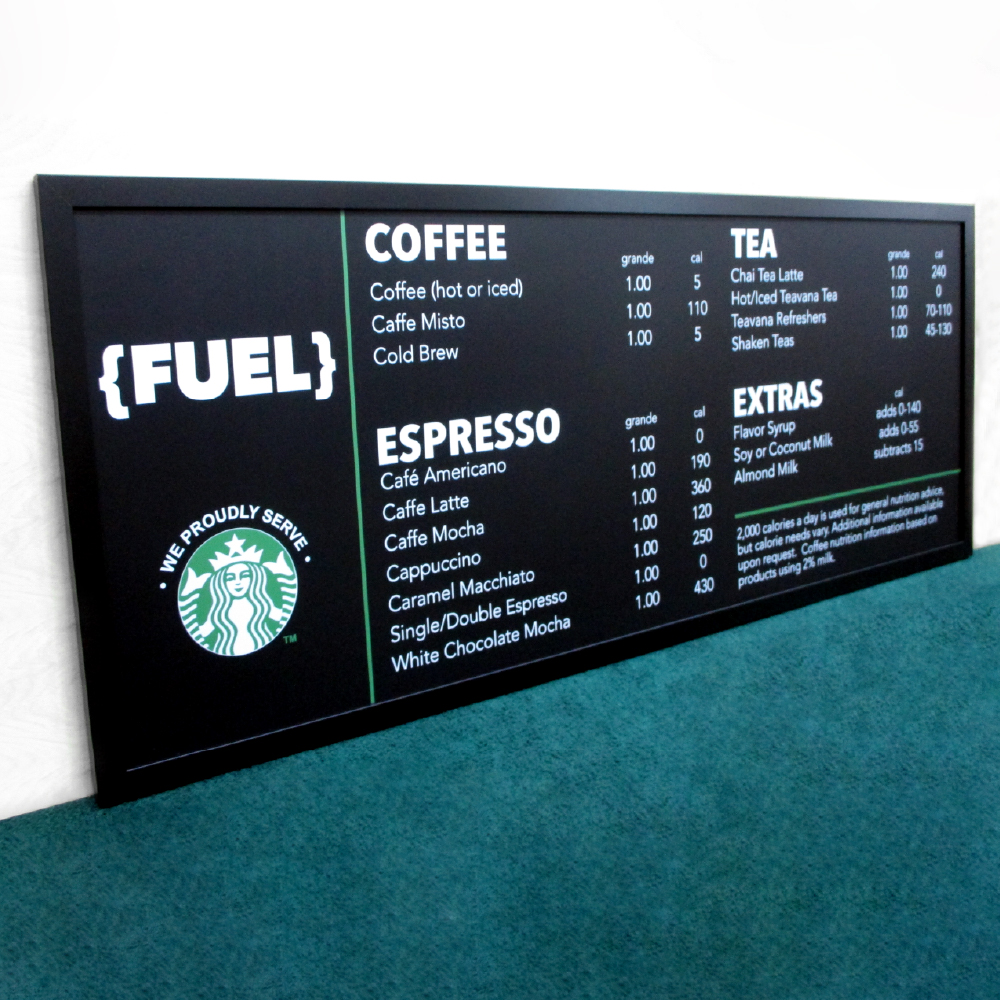 Custom printed chalkboards - we use your file and print to any size.  - framed or frameless 