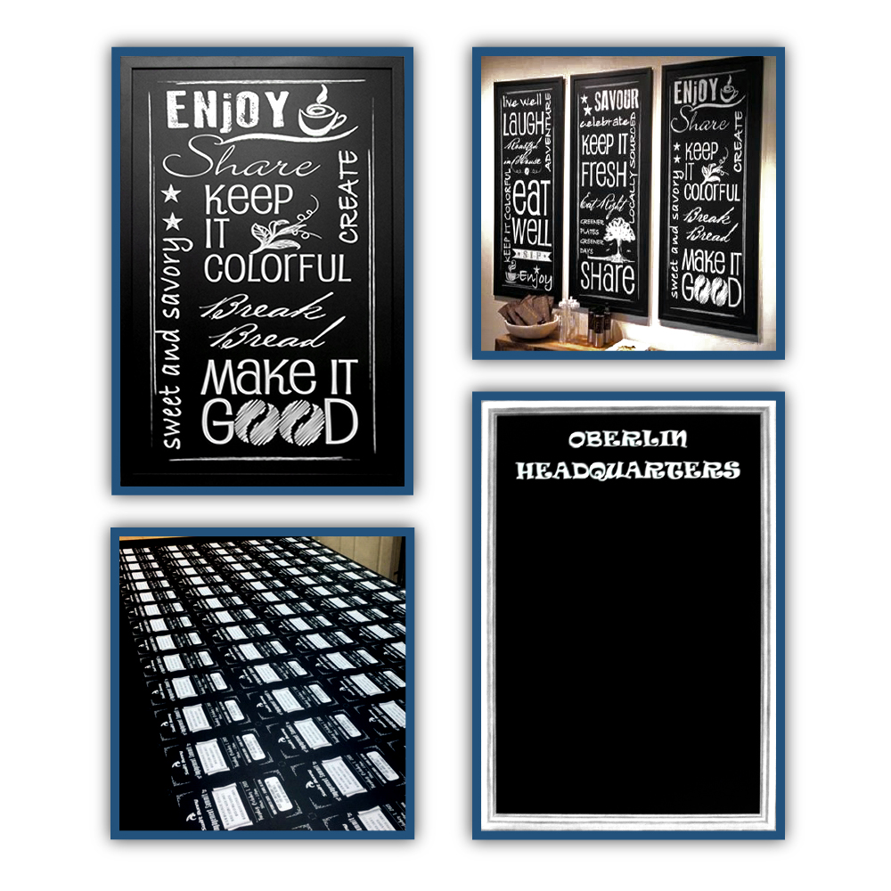 Custom printed chalkboards - we use your file and print to any size - framed or frameless 