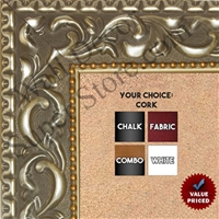 BB1862-3 Ornate Satin Nickel With Gold Value Price Medium To Extra Large Custom Cork - Chalk - Dry Erase - Combo or Fabric Board