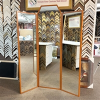 WM1847 - Custom 3 Panel Mirror - Wood Frame - Available in 8 Colors