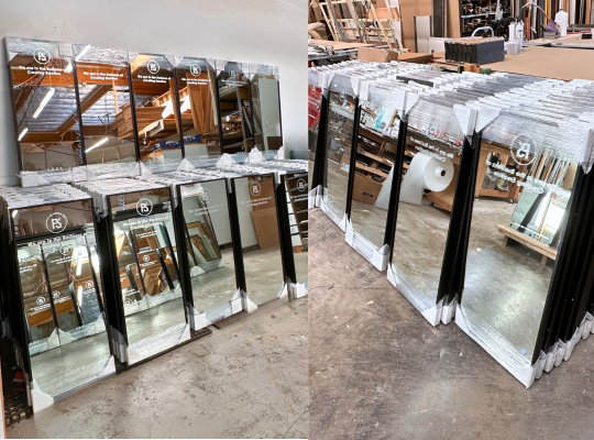 Hotel room featuring custom mirrors for FLIK Hospitality