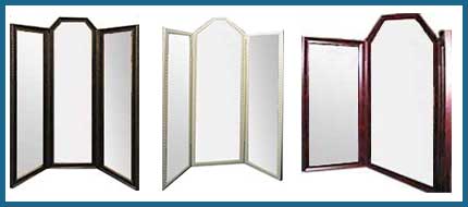 Examples Of Raised Top Three Panel Mirrors - Winged Mirrors Of Any Size