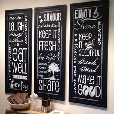We use your text and graphics to create custom printed chalkboards - up to 4 x 8 feet.