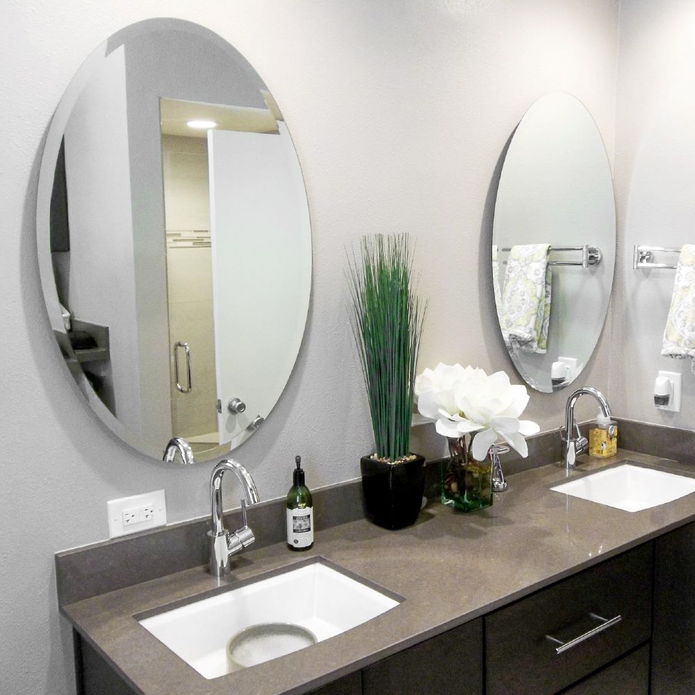 Shop for frameless custom mirrors, round, square, oval, rectangle - made to your size, flat polish or beveled