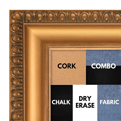 BB1311-4 Ornate Scoop - Warm antique gold 2.25" Wide Custom Cork Chalk or Dry Erase Board