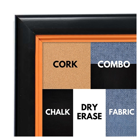 BB1401-5 Black With Orange Lip Custom Cork Chalk or Dry Erase Board Medium To Large