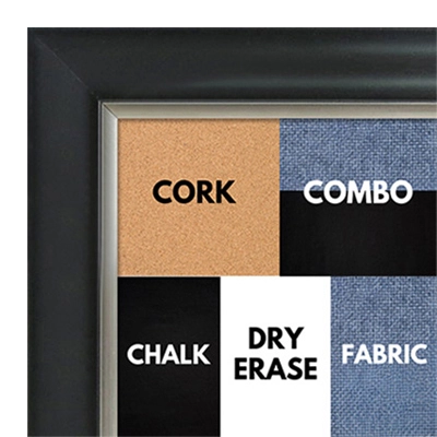 BB1520-2 Black With Silver Trim Large Wall Board Cork Chalk Dry Erase