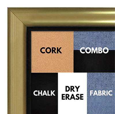 BB1520-3 Gold With Black Trim Large Wall Board Cork Chalk Dry Erase