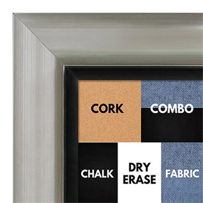 BB1521-1 Silver With Black Trim Extra Large Wall Board Cork Chalk Dry Erase
