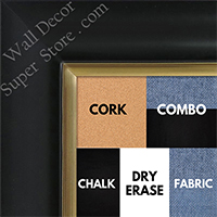 BB1521-4 Black With Gold Trim Extra Large Wall Board Cork Chalk Dry Erase
