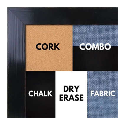 BB1566-3 Glossy Distressed Black - Medium Custom Cork Chalk or Dry Erase Board