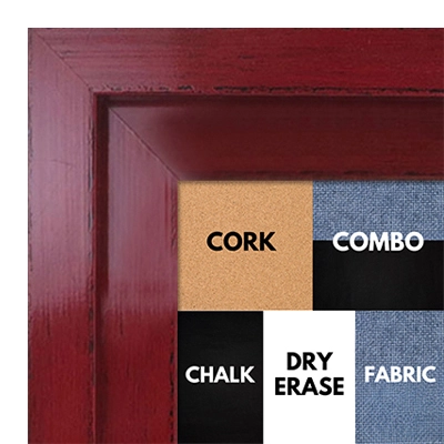 BB1568-2 Glossy Distressed Red - Extra Large Custom Cork Chalk or Dry Erase Board
