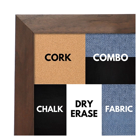 BB1681-2 | Natural Walnut | Custom Cork Bulletin Board | Custom White Dry Erase Board | Custom Chalk Board