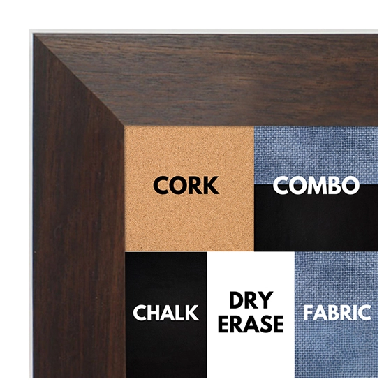 BB1682-3 | Dark Walnut | Custom Cork Bulletin Board | Custom White Dry Erase Board | Custom Chalk Board