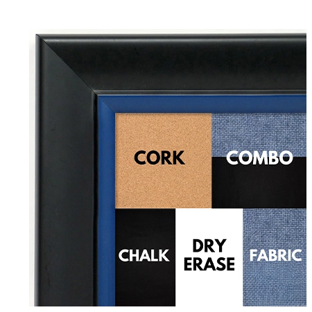 BB1690-6 | Black / Blue | Custom Cork Bulletin Board | Custom White Dry Erase Board | Custom Chalk Board