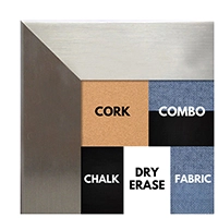 BB1708-2 | Stainless Steel Look - Mica Finish - Moulding | Custom Cork Bulletin Board | Custom White Dry Erase Board | Custom Chalk Board