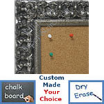 BB1769-4 | Silver / Black / Ornate | Custom Cork Bulletin Board | Custom White Dry Erase Board | Custom Chalk Board