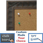 BB1780-1 | Distressed Bronze / Design | Custom Cork Bulletin Board | Custom White Dry Erase Board | Custom Chalk Board