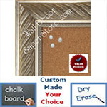 BB1857-1 Ornate Distressed Silver Leaf 2 1/2" Wide Value Priced Medium To Extra Large Custom Cork Chalk Or Dry Erase Board  