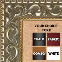 BB1862-3 Ornate Satin Nickel With Gold Value Price Medium To Extra Large Custom Cork - Chalk - Dry Erase - Combo or Fabric Board