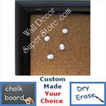 BB214-1 Black Lacquer Small To Medium Custom Cork Chalk or Dry Erase Board