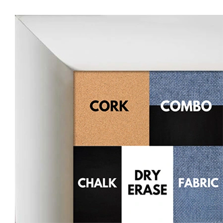 BB65-1 Satin White Quarter Moon Shape Custom Cork Chalk or Dry Erase Board Medium To Large