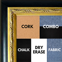 BB93-1 Black With Ornate Gold Insert Custom Cork Chalk or Dry Erase Board Medium To Extra Large