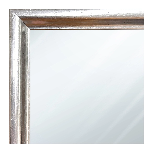 MR1209-4 Bright Silver Distressed Scoop - Custom Small Mirror - 0.75 Inch Wide