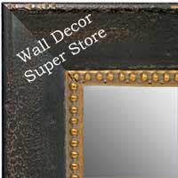 MR1644-1  Distressed Black with Gold | Custom Wall Mirror