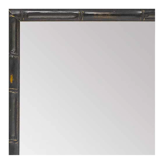MR1948-3 Very Small Distressed Black & Gold Tropical Bamboo Custom Framed Mirror