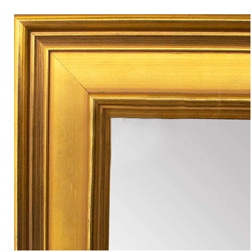MR1965-2 Large Distressed Gold 2 1/2" Wide Custom Framed Mirror