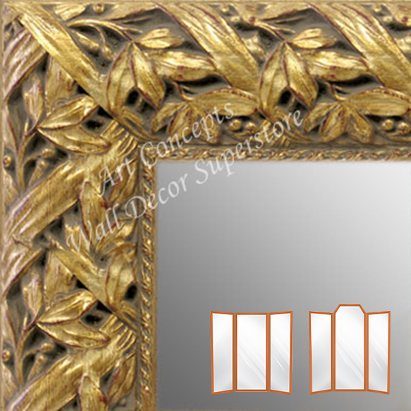 WM1624-1 | Gold / Design | Custom Three Panel Mirror