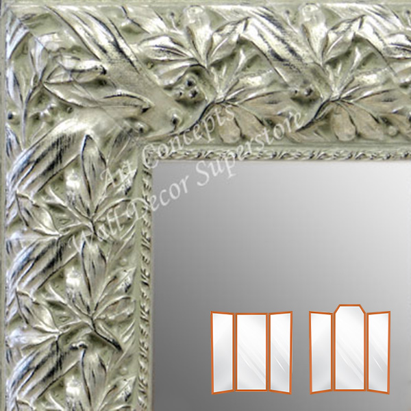 WM1624-2 | Silver with Black / Design | Custom Three Panel Dressing Mirror