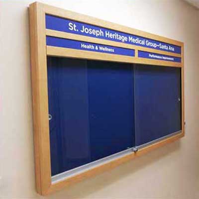 BBC209 Multiple Sliding Door Enclosed Bulletin Board With Header