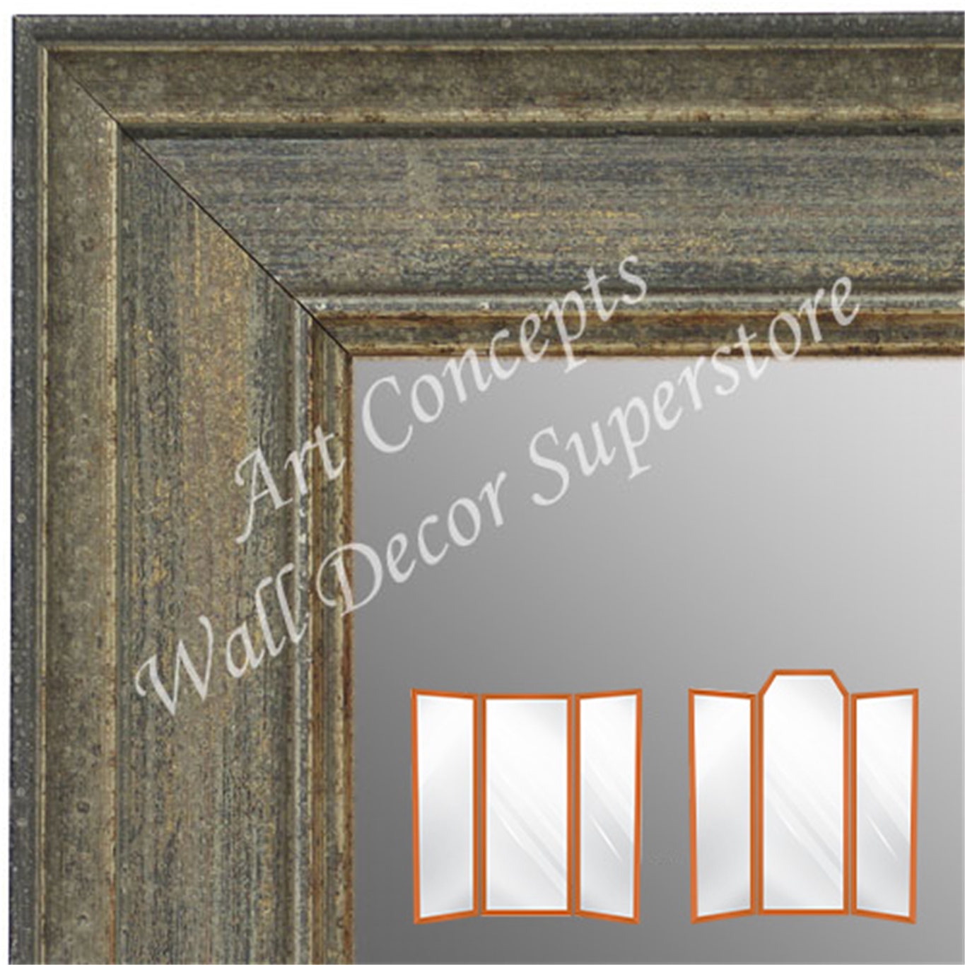 WM1669-1 | Distressed Gray | Custom 3 Panel Wardrobe Mirror
