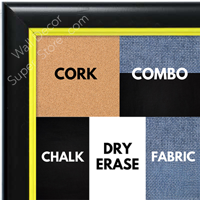 BB1400-4 Black With Yellow Lip Small To Medium Custom Cork Chalk or Dry Erase Board
