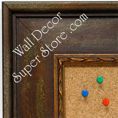 DISC BB1422-2 Distressed Brown With Stencil Design  Medium To Extra Large Custom Cork Chalk Or Dry Erase Board