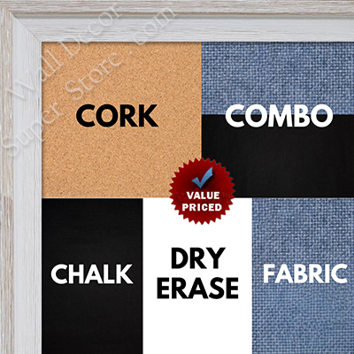 BB1512-1 White Distressed Barnwood - Large Wall Board Cork Chalk Dry Erase