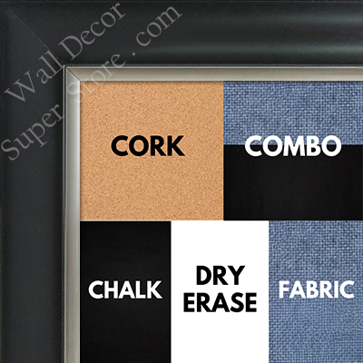 BB1520-2 Black With Silver Trim Large Wall Board Cork Chalk Dry Erase