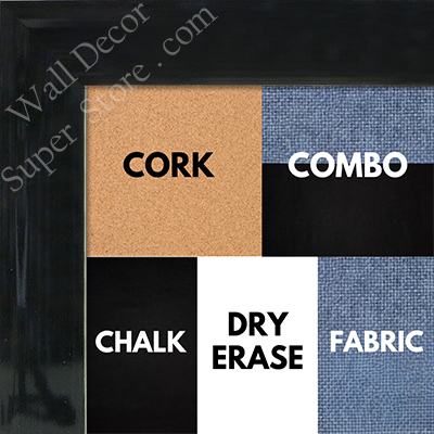 BB1536-6 Glossy Black - Medium Custom Cork Chalk or Dry Erase Board