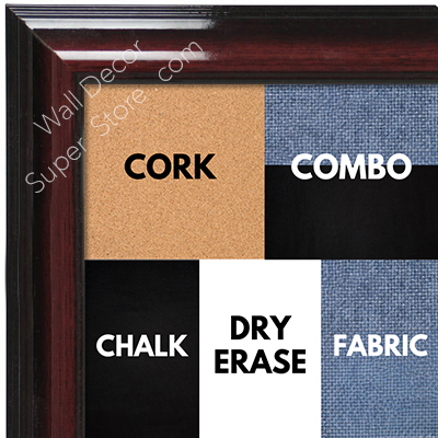 BB1665-1 | Glossy Mahogany | Custom Cork Bulletin Board | Custom White Dry Erase Board | Custom Chalk Board