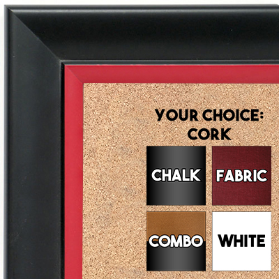 BB1690-4 | Black / Red | Custom Cork Bulletin Board | Custom White Dry Erase Board | Custom Chalk Board