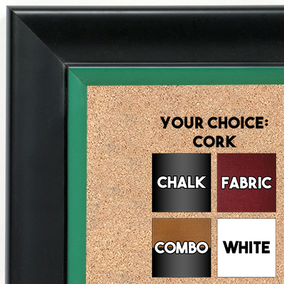 BB1690-5 | Black / Green | Custom Cork Bulletin Board | Custom White Dry Erase Board | Custom Chalk Board