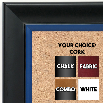 BB1690-6 | Black / Blue | Custom Cork Bulletin Board | Custom White Dry Erase Board | Custom Chalk Board