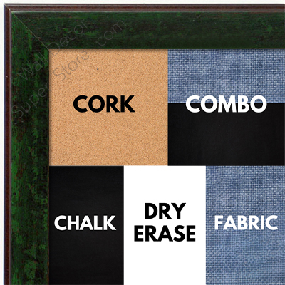 BB1735-2 | Distressed Evergreen | Custom Cork Bulletin Board | Custom White Dry Erase Board | Custom Chalk Board