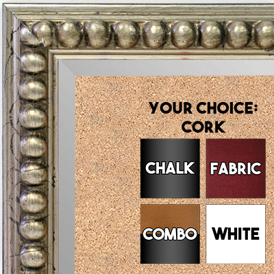 BB1747-1 | Distressed - Silver Leaf Beads | Custom Cork Bulletin Board | Custom White Dry Erase Board | Custom Chalk Board